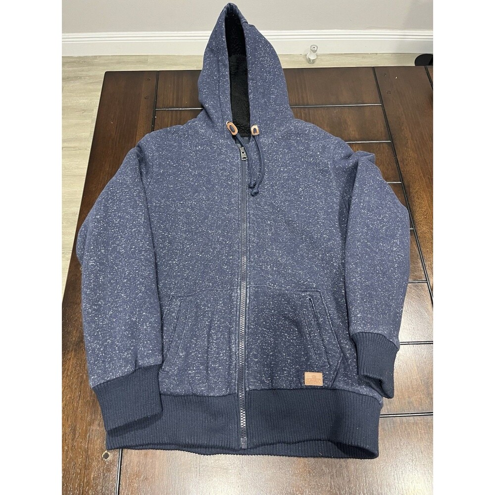 Buffalo David Bitton Men's XL Sherpa Lined Full Zip Hoodie Jacket Navy Blue